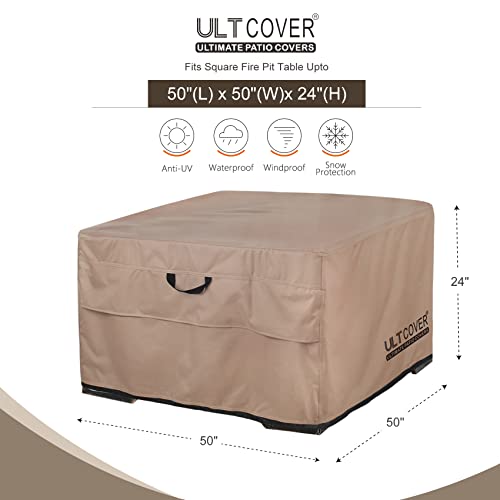 Ultcover Patio Fire Pit Table Cover Square 50 Inch Outdoor Waterproof Fire Bowl Cover #TOP1