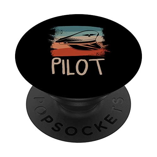 Retro Vintage Classic Pilot Aviation PopSockets Swappable PopGrip, Black