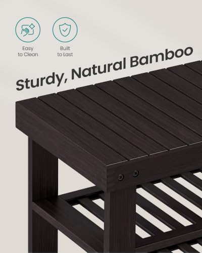 Image of SONGMICS Bamboo Shoe Bench with Seat, 11.3 x 27.6 x 20.5 Inches