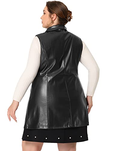 Agnes Orinda Plus Size Vests for Women Sleeveless Lapel Casual PU Jackets Vest4