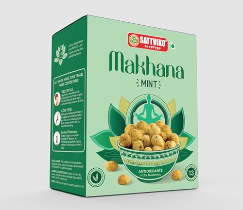Sattviko Makhana, Healthy Snacks, Lotus Seeds, Roasted Makhana, Gluten Free Diet Food, Antioxidant Rich Variety Pack | Peri Peri + Pudina + Pink Salt (3x40 gm, Pack of 3)