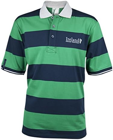 CROKER Striped Harp Casual Golf Shirt,Green,Medium