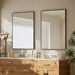BEAUTYPEAK 81x61cm Rechteckiger Wandspiegel, Badezimmerspiegel mit schwarzem Aluminiumrahmen, Bruchsicherer Wandspiegel für Bad, Schlafzimmer, Wohnzimmer, Rectangular Bathroom Mirror – Bild 3