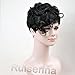 RUISENNA Short Curly Wavy Wigs for Black Women With Side Fashion Bangs Synthetic Hair Black Full Wigs Heat Resistant Fiber Wig