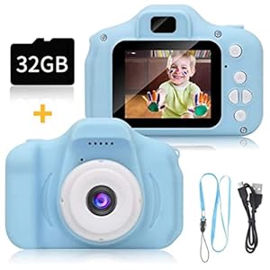 Kinder Kamera, 2,0 Zoll HD-Bildschirm 1080P 32 GB Digital Fotokamera Selfie und Videokamera…