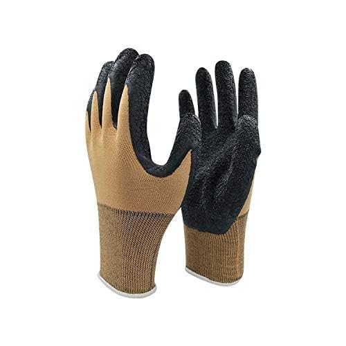 Image of 5Pair Nylon Knitted Latex Rubber Coated Safety Hand Protection Working Gloves For Anti Cut Heat & Fire Resistant Industrial Gloves For Men Women (PACK OF 10Gloves) (Brown-nylon-5pair)
