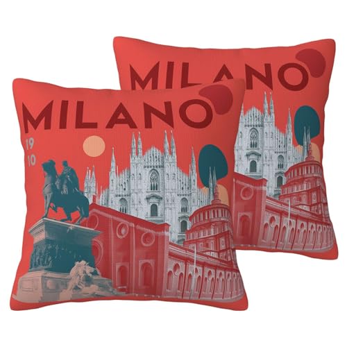 Housses de coussin canapé salon paysage urbain d'automne lot de 2 Milano