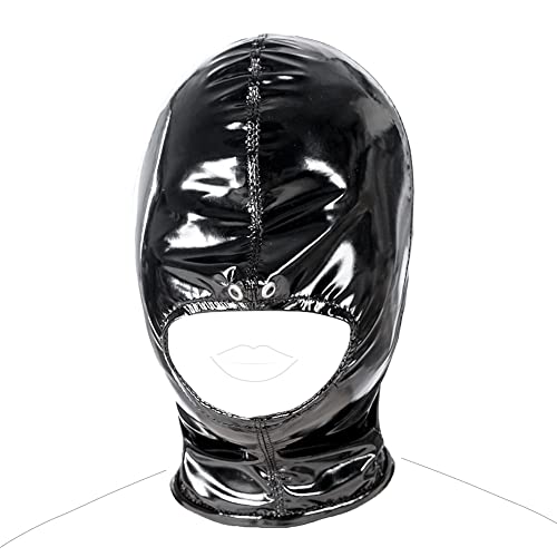 Romi Bondage Mask Black Mouth Open Restraint Head Hood Breathable Headgear With Zipper For Cosplay Costume Sm Adult Sex Toys Women (M) #TOP12