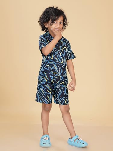 Image of Ninos Dreams Boys Cotton Rayon Coord Set with shorts /Holiday Shirt & Shorts