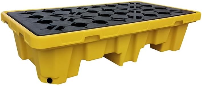 Industrial Spill Containment Tray, Heavy-Duty Bucket Pallet, Modular Oil Drum Platform with Grating Ideal for Industrial Use/Yellow-1Pcs/26.2 * 14.6 * 3.9In(Yellow 1pcs 51.2 * 26.8 * 11.8In)