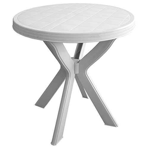 Runder Couchtisch für den Außenbereich, Made in Italy, 70 x 70 x 72 cm, Farbe Weiß