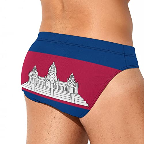 Cambodia Flag Men's Swimming Trunks,Beach Shorts Stretch Swimsuit Quick Dry2