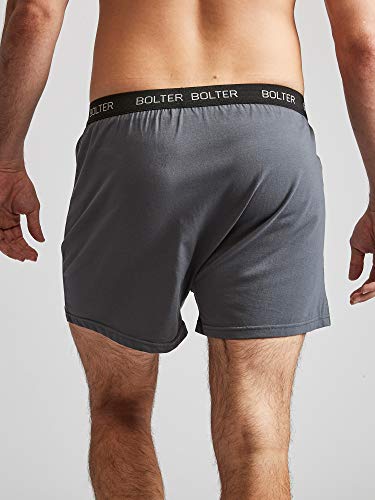 Bolter Men’s 5-Pack Cotton Stretch Boxers Shorts (4X-Large, Black/Greys) #TOP5