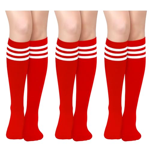 Olreco Red Knee High Socks for Women Long Red Socks Knee High Striped Sock Womens Tube Sock Halloween Accessories for Women