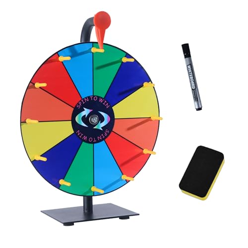 12 Inch Heavy Duty Prize Wheel-12 Slots Color Editable Spinning Prize Wheel,With Dry Erase Marker and Eraser,Wheel for Fortune Spinning Game Carnival & Engaging Home Parties,Tradeshow.