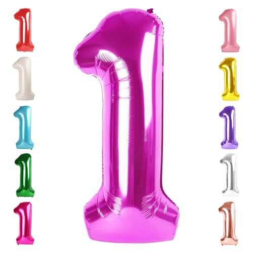 Image of 1 Balloon Numbers Birthday Decorations, 40In Rose Purple Balloons for Party | Eye-catching Appearance, Perfect Decorative Centerpieces, Convenient Self-sealing Structure, Widely for Various Occasions