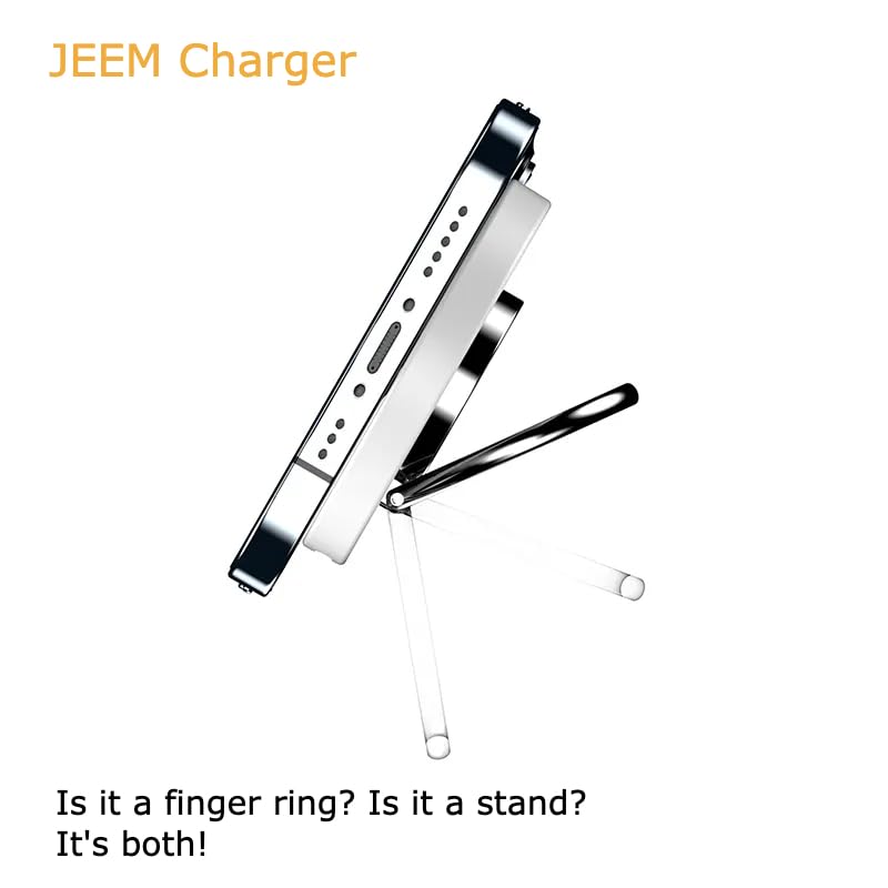 JEEM Magnetic Wireless Charger for iPhone 15/14/13/12 Pro, Plus and Max, Airpods Pro, Apple Watch Series 9/8/7/6/5, 3 in1 Charging Station, magsafe Charger QI 15W rohs Charger with Finger Ring/Stand.