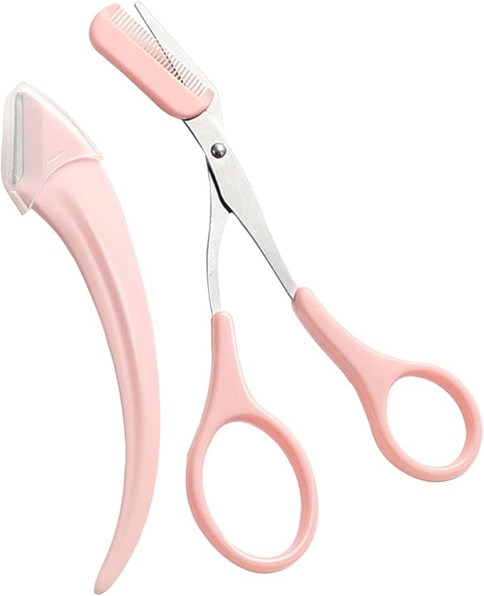 URBAN BOX 2Pcs Eyebrow Scissors With Comb, Professional Precision Trimmer Set, Razor, Non-Slip Trimming Scissors, Small Grooming Kit, Hair Removal Beauty Tool-image-45