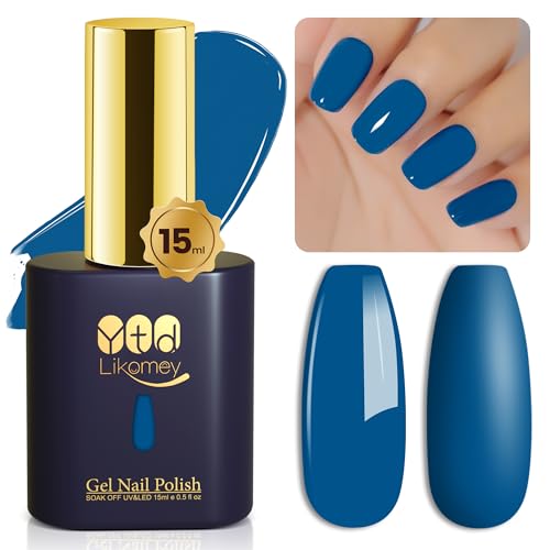YTD Likomey Esmalte Semipermanente de Uñas en Gel UV LED,15ml Azul Haze Esmaltes de Gel Diseño de uñas Salón en casa Manicura artística