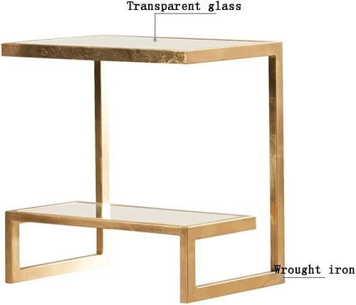 Miniatura 5 de Mesa de Centro Mesa de centro en forma de G, mesa auxiliar cuadrada creativa, parte superior de vidrio y metal con acento e acento decorativo para