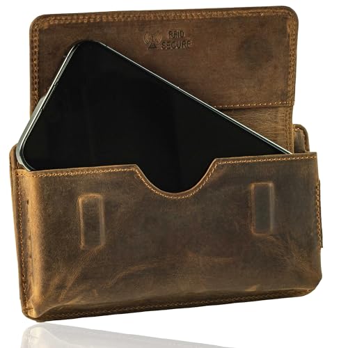 MATADOR 2en1 Pochette Téléphone Portable Cuir Véritable avec Poche Zippée #Brisbane, avec Boîte Cadeau Noble et RFID, élégant Pochette Telephone pour...