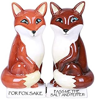 Pacific Giftware Hugging Foxes Magnetic Ceramic Salt and Pepper Shakers Set