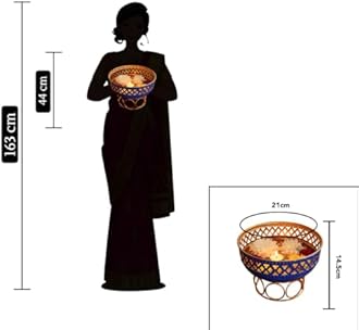 Ekhasa Blue Urli Bowl with Stand for Home Decor & Table Decoration | Floating Flowers, Tealight Candles Water Bowl for Diwali Pooja & Other Festivals | Gift for Various Occasions