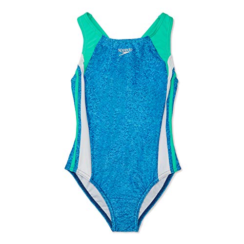 Speedo Girls Swimsuit One-Piece Infinity Splice Thick Strap, Bright Green, 16