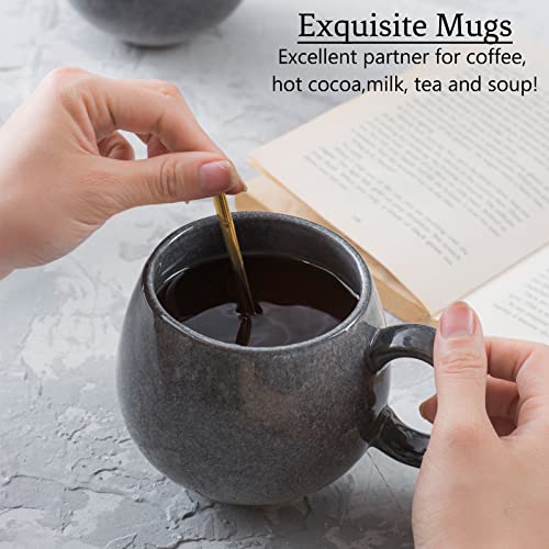 Henxfen Lead Large Coffee Mugs Set Of 4-20 Oz Ceramic Jumbo Mugs With Handle For Latte, Cereal, Tea, Cocoa, Milk, Thanksgiving Christmas Cups Gift, Microwave, Dishwasher Safe, Grey #TOP3