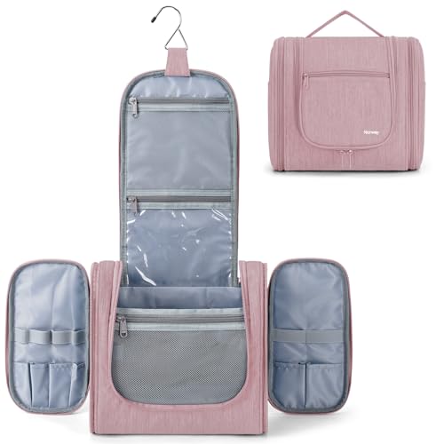 Narwey Groß Kulturbeutel zum Aufhängen Damen Kulturtasche Waschtasche Damen Kosmetiktasche Mädchen Reise Essentials Accessoires Geschenke für Frauen (Rosa)