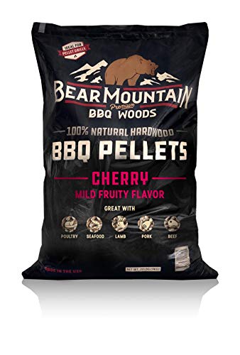 BEAR MOUNTAIN Premium BBQ WOODS 100% All-Natural Hardwood Pellets - Cherry Flavor (20 lb. Bag) Perfect for Pellet Smokers, or Any Outdoor Grill-Mild, Fruity Wood-Fired Flavor