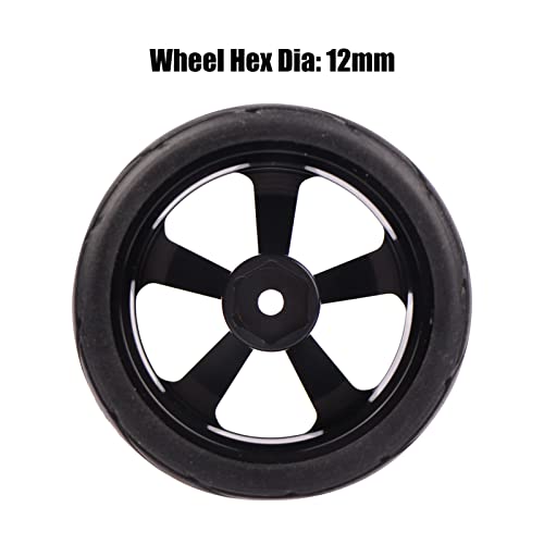 Acekeeps 4-Pack 1/10 Rc On-Road Drift Car Aluminum 12Mm Hex Wheel Rims And Rubber Tires (65X26Mm) W/Hex Wrench For Sakura Tamiya Hpi Kyosho Traxxas Axial Redcat Hsp Racing Car #TOP3