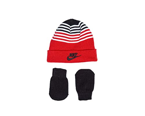Nike Infant Beanie & Mittens 2-Piece Set - Black/Red - Infants (One Size Fits All)