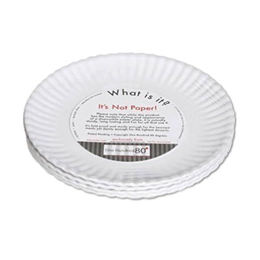 180 grader ME0006 återanvändbar pappersmiddagstallrik, 23 cm melamin, set med 4, vit