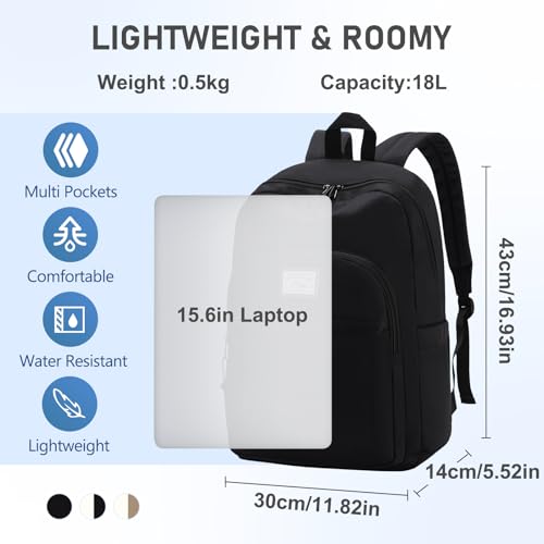 Kasgo School Backpack, Water-Resistant Classic 15.6 inch Mens Backpack Laptop Rucksack Bag Schoolbag for Women Boys Girls Teenager