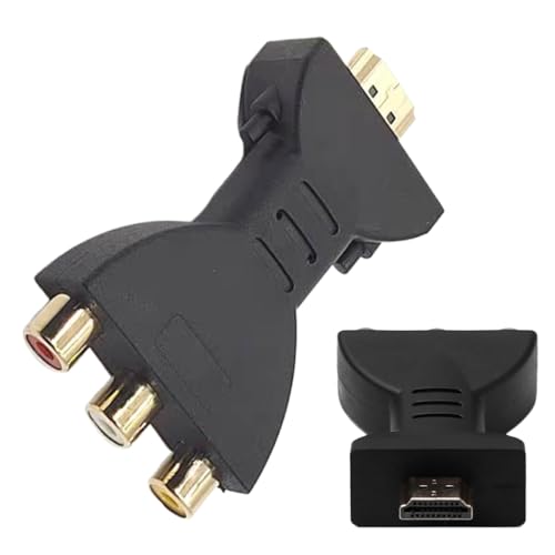 HCJspring HDMI to 3RCA Composite Video Audio VA Component Converter Adapter, HDMI to AV Adapter for TV, HDTV, DVD (Red, White, Yellow)