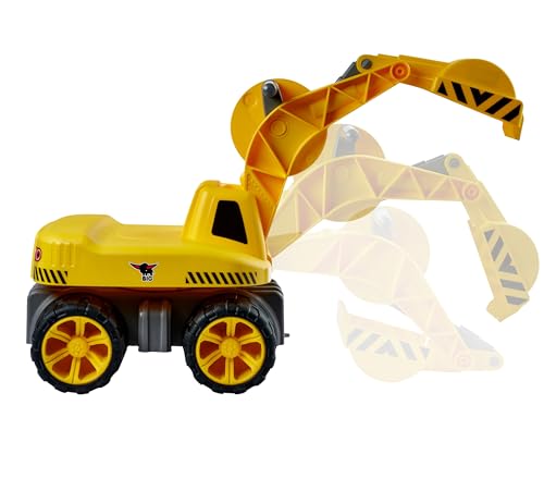 BIG - Power-Worker Maxi-Digger - Kinderfahrzeug, geeignet als Sandspielzeug und für das Kinderzimmer, Baggerfahrzeug zum Sitzen bis 50 kg, für Kinder ab 3 Jahren, Gelb
