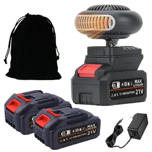 Battery Powered Space Heater, Battery Operated Space Heater with Anti-Tilt, Quiet Long Heating, 1500mah Portable Rechargeable Spaces Heaters for Car, Office, Indoor Use (Two batteries)