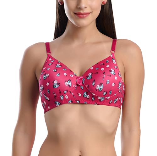 Image of FIMS - Fashion is my style Women Cotton Blend Floral Lightly Padded Bra Non-Wired Full Coverage Multicolor Cup- B