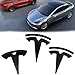 Produktbild 3 Stücke Tesla Emblem Logo: Modell 3 Auto Marke Etikett Front Motorhaube Frontkennzeichen Kofferraum Lenkrad Logo Aufkleber Mattschwarze Emblem Auto Zubehör Kompatibel mit Tesla Model 3