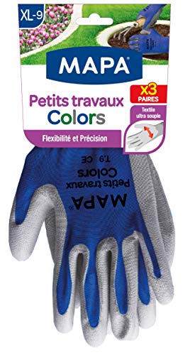 Guantes de jardinería Mapa para cuidar el huerto y las plantas en casa, pack multicolor XL