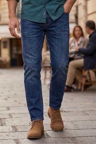 Image of Louis Philippe Men's Smart Fit Stretch Fabric for Comfort Premium Wash Aesthetic Authentic Twill and Durable Jeans