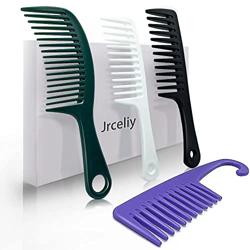 Wide Tooth Comb - 4 Pieces Hair Comb and Brush Set,Large Detangling Comb for Curly, Wet, or Dry Hair in All Types,Does Not ScratchThe Scalp