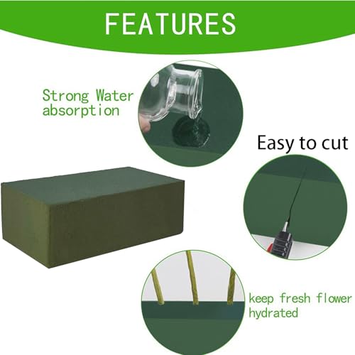 6 Pcs Floral Foam Blocks Large Dry 7.5\'\' X 3.5\'\' X 2.4\'\' Rectangle Flower Foam Blocks for Artificial Flowers, Wedding Aisle Flowers Party Decoration - Thumbnail 2