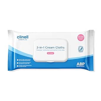 Clinell CONTIPLAN Incontinence Cleansing Cloths with Barrier Cream - All in One Cleansing Wipes Cleanses, Soothes and Moisturises - Pack of 25 Cloths - View 2