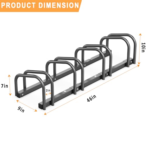 Ultrawall Bike Storage Rack for Garage, 4 Bikes Floor Bike Stand, Bicycle Parking Holder Stand for Indoor/Outdoor, Fit 22-28\" Wheel Tire Width 2.1\"