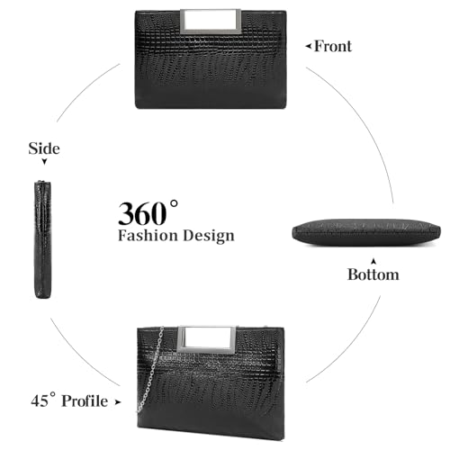 Image of RNIEGA Vegan Leather Handbag Clutch Purses for Women Formal Stylish Evening Clutch for Weddings, Proms, Cocktail