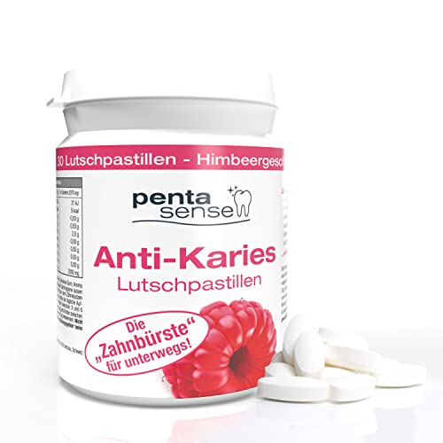 PentaSense® - Xylit Anti Karies Lutschpastillen mit Himbeergeschmack gegen Plaque und Säure helfen den Zahnschmelz zu bewahren -30 Stück