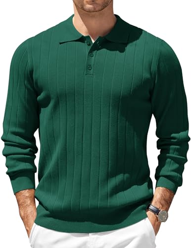 Polo en tricot à manches longues COOFANDY pour homme style décontracté