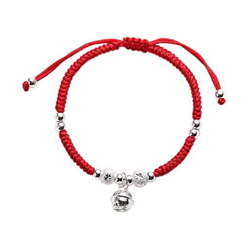 Protection Bracelet for Women and Men Real 925 Sterling Silver Lucky Bell Amulet Red Rope Bracelet Handmade String Adjustable Jewelry Gift